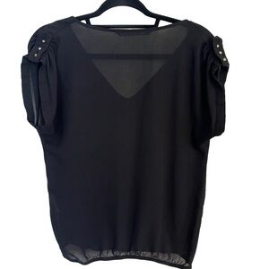 Zara basics sheer black top with shoulder embellishments size XS